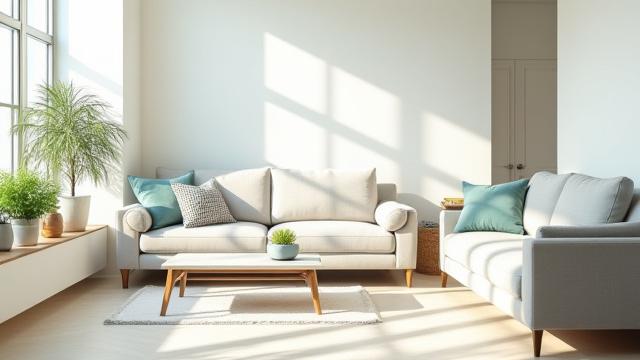 Pristine, light-filled living room after professional cleaning in Wakefield