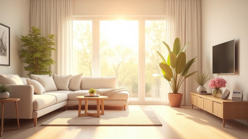 Clean, bright residential apartment living room